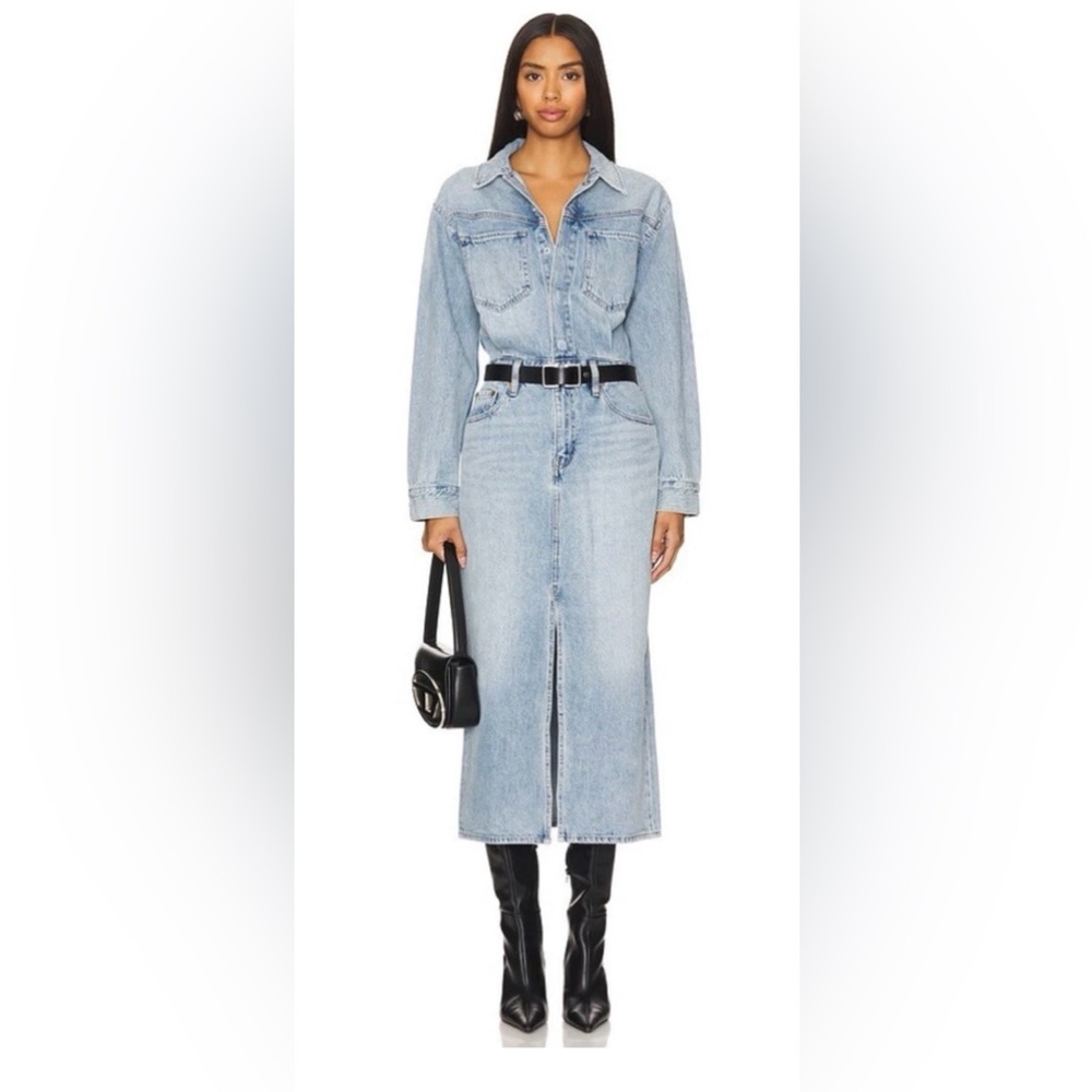 LEVI'S WESTERN DENIM MIDI SHIRT DRESS JEANS SIZE 33 NWT- Feeling This - Picture 4 of 9